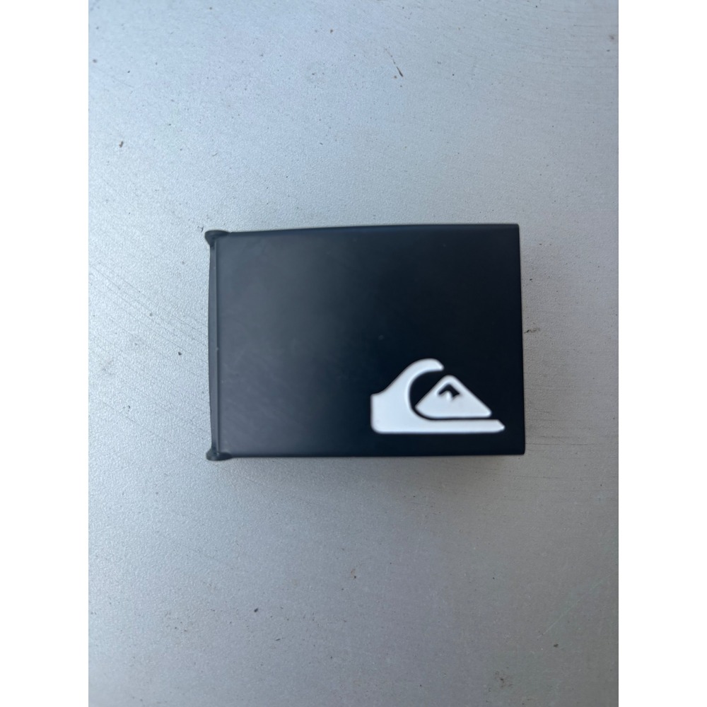 Quiksilver Mens Matte Black Web Belt Buckle White Mountain Wave Logo Flip Top